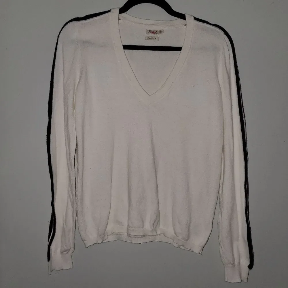 Faherty Sconset  Cashmere Organic Cotton Preppy Old Money Sweater Cream S